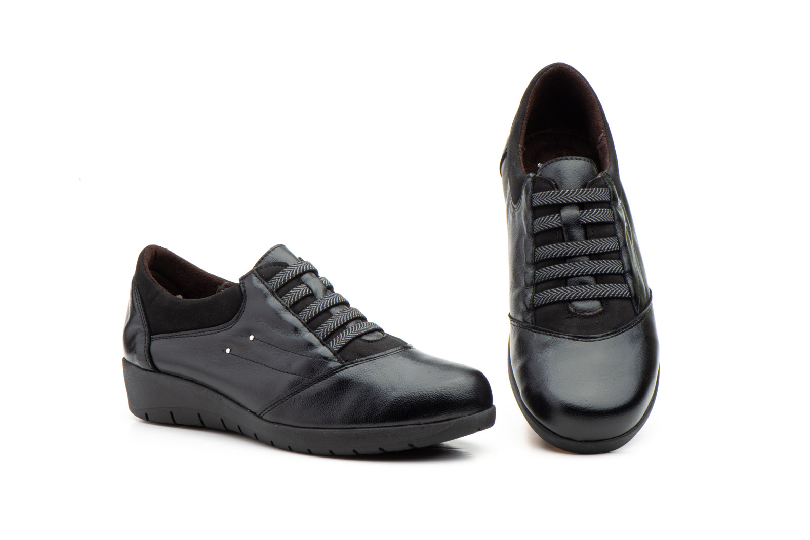 Zapatos Mujer Piel Negro Elásticos  -  Ref. 5567 Negro