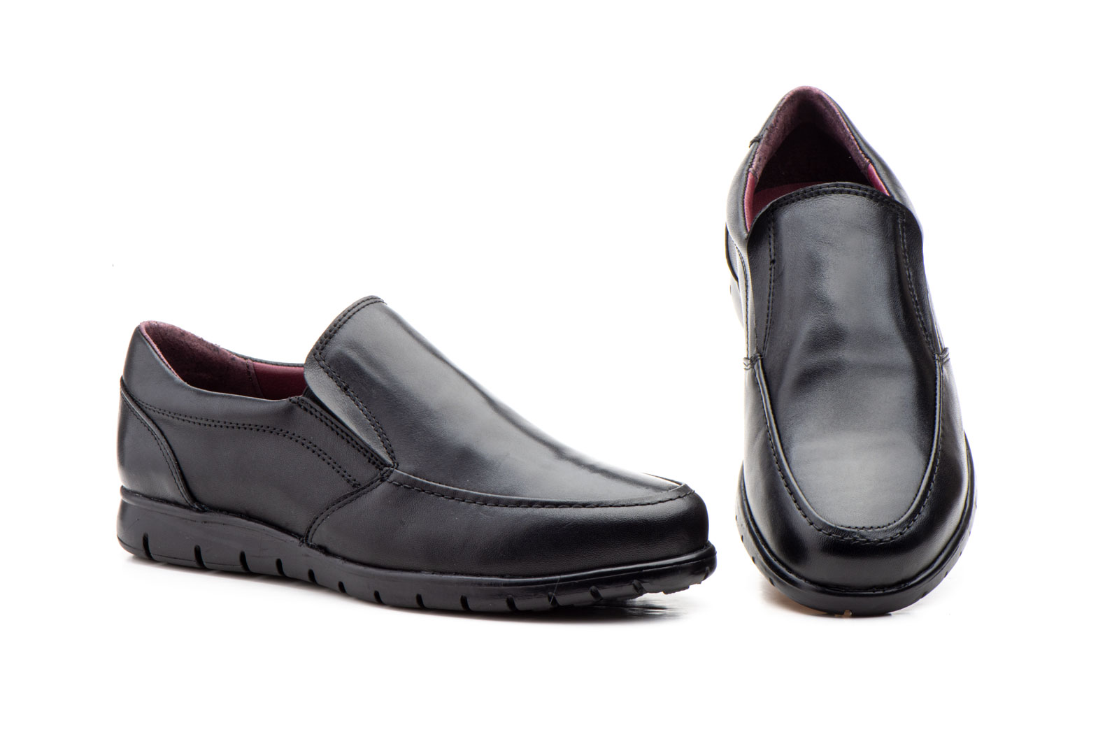 Zapatos Hombre Piel Negro Elásticos  -  Ref. GI-17003 Negro