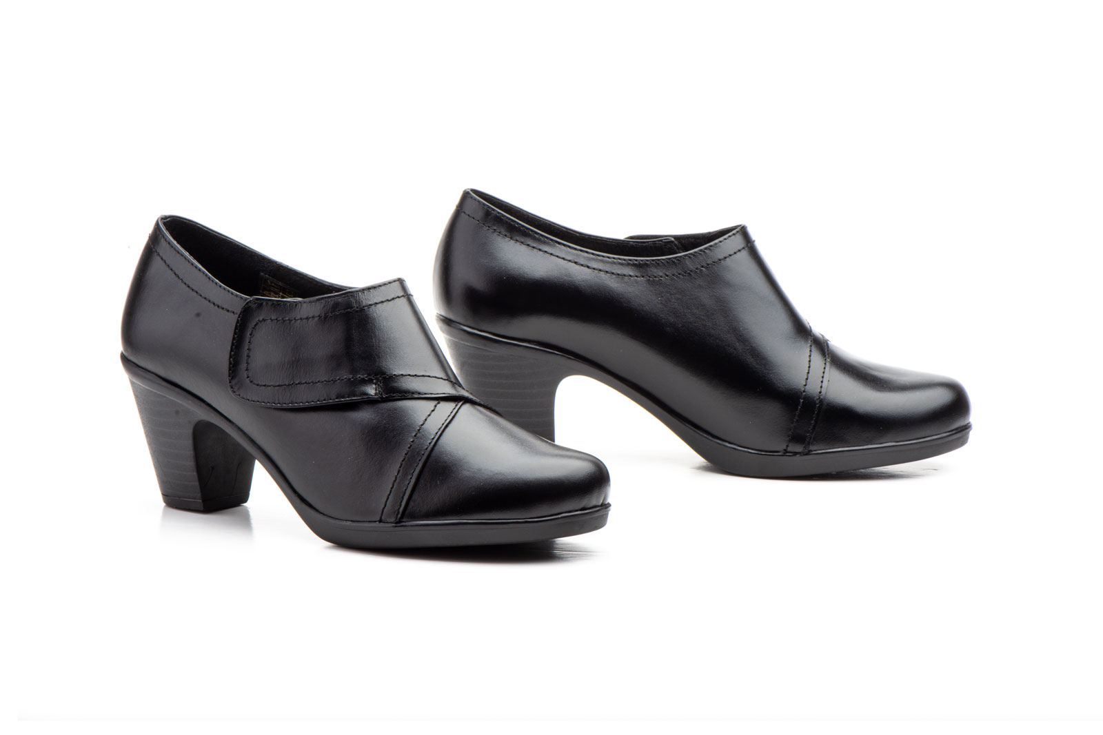 Zapatos Mujer Piel Negro Tipo Velcro  -  Ref. 5576 Negro