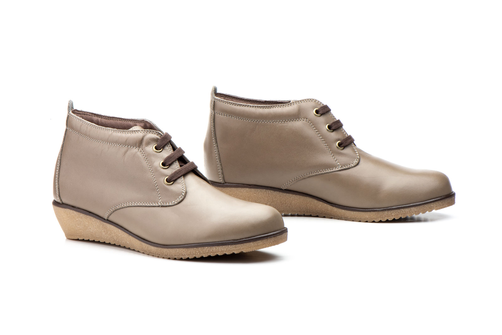 Botín Mujer Piel Taupe Cordones  -  Ref. AE-398 Taupe