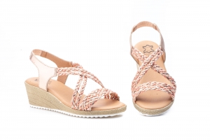 Sandalias Mujer Trenzado Rosa Cuña  -  Ref. 3326 Rosa