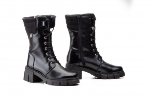 Botas Mujer Piel Negro Militar Ibérico  -  Ref. 5790 Negro