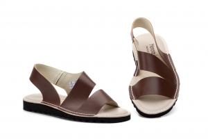 Sandalias Mujer Piel Marrón Elástico  -  Ref. 7700 Marrón