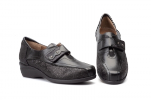 Zapatos Mujer Piel Negro Licra  -  Ref. GV-7803 Negro