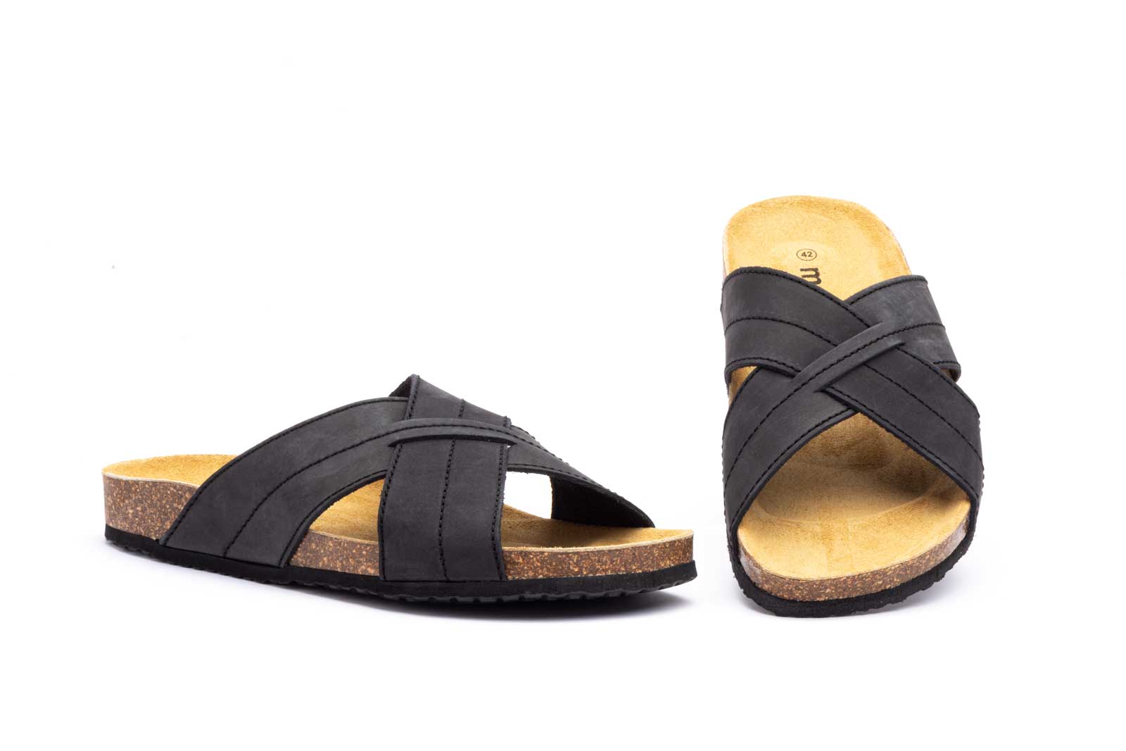 Sandalias Bio Hombre Piel Negro Morxiva  -  Ref. MX-8015 Negro