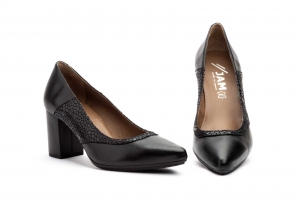 Zapatos Mujer Piel Negro Tacón  -  Ref. GV-8091 Negro