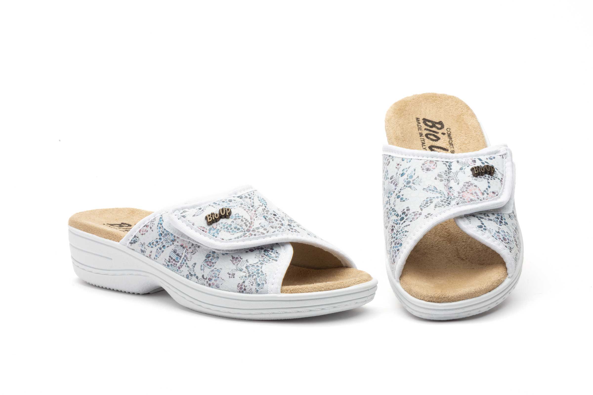 Sandalias Mujer Licra Ida Blanco Velcro BioUp  -  Ref. TS-1570 Blanco