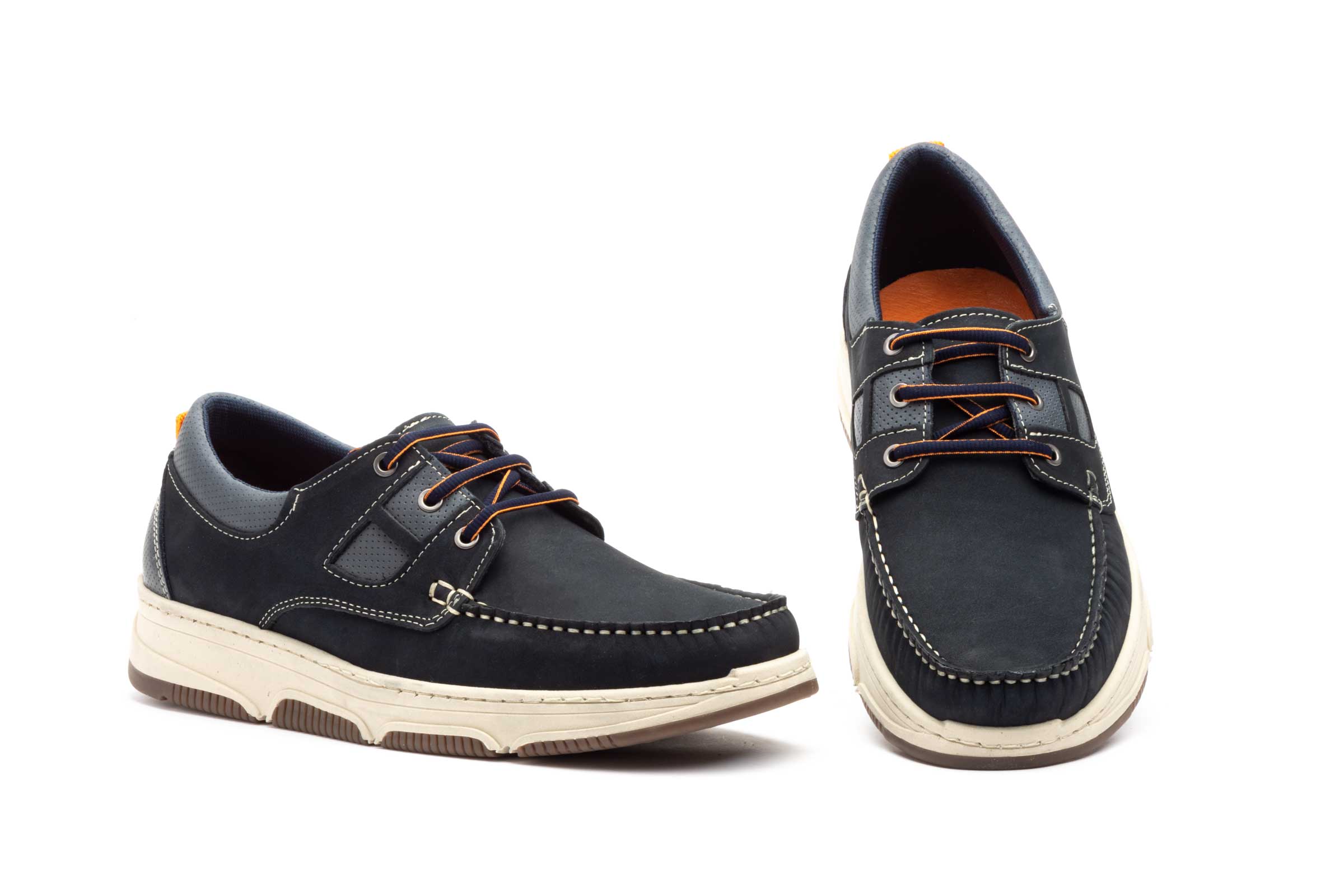 Náuticos Hombre Piel Nobuck Marino Cordones  -  Ref. R83-7210 Marino