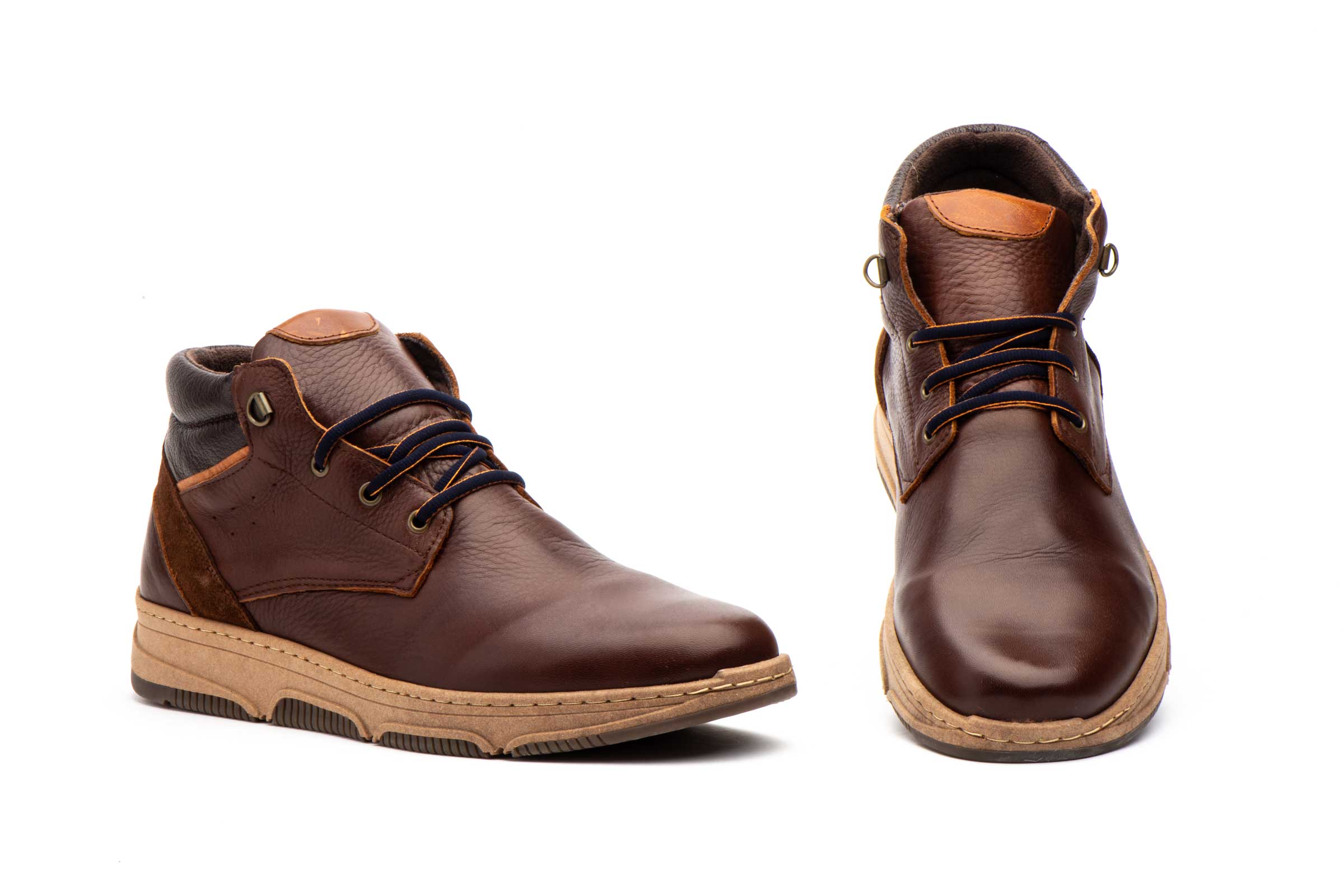 Botín Hombre Piel Marrón Cordones Route 83  -  Ref. R83-8430 Marrón