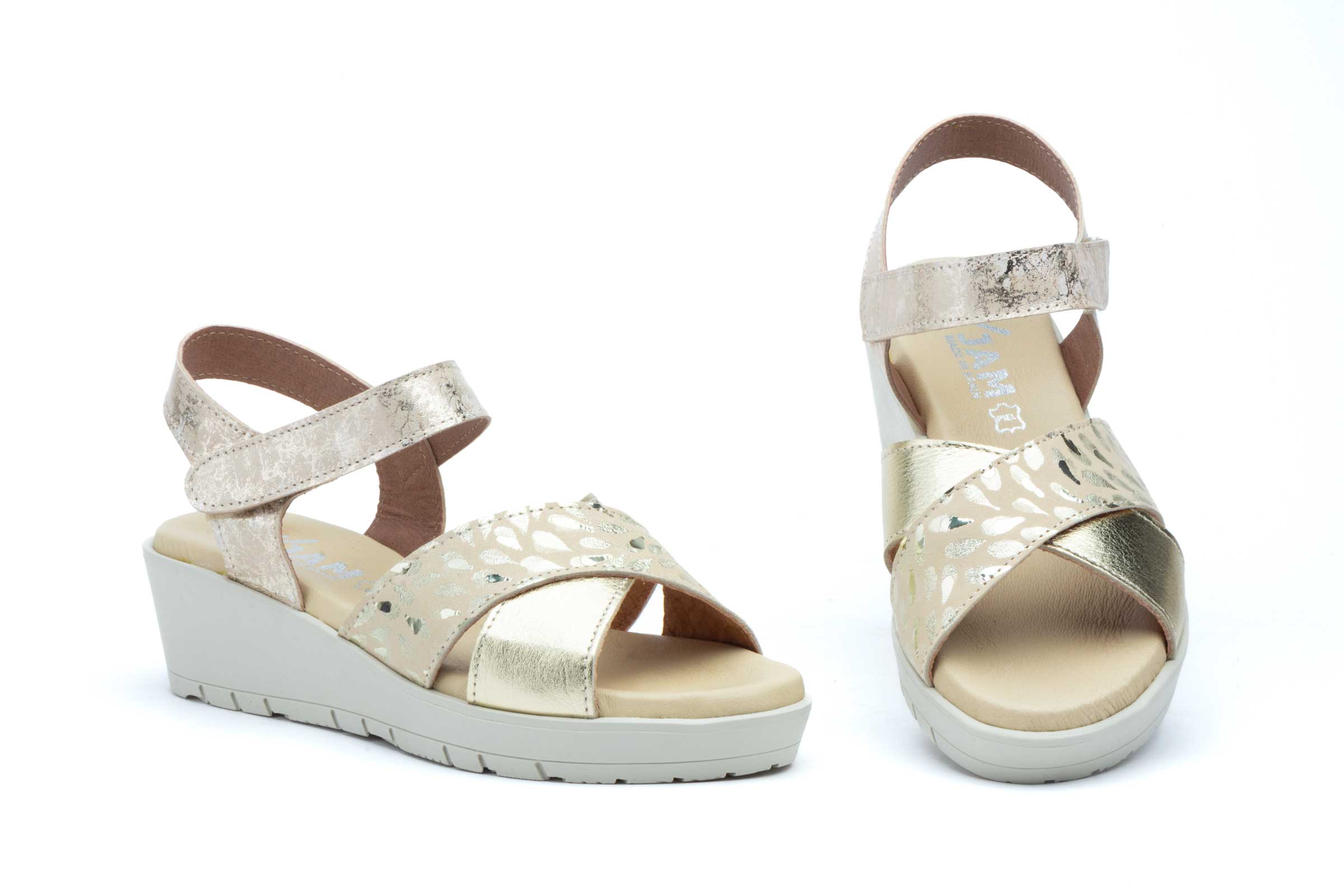 Sandalias Mujer Piel Oro  -  Ref. 3136 Oro