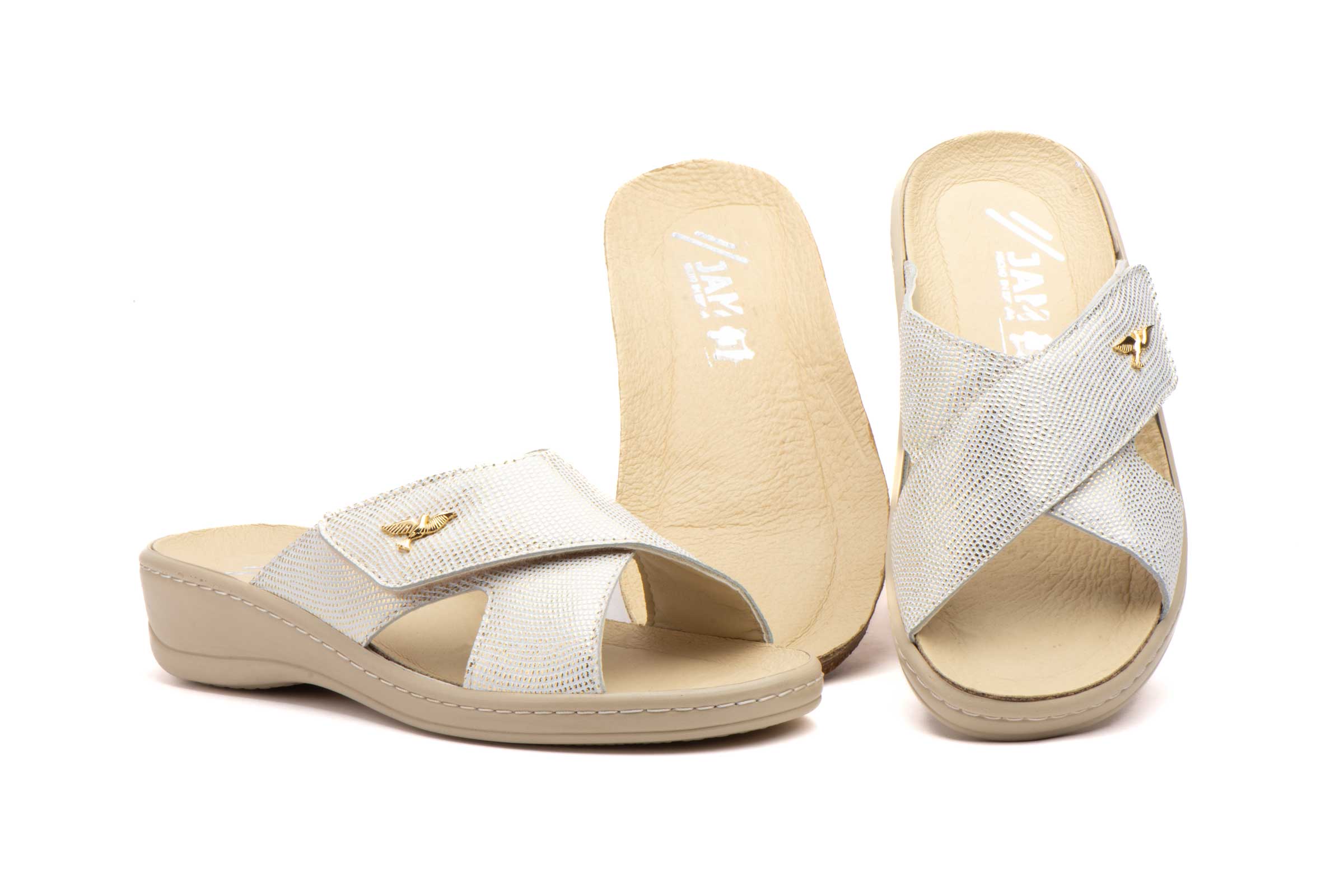 Sandalias Mujer Piel  -  Ref. RX-620 Metal Platino