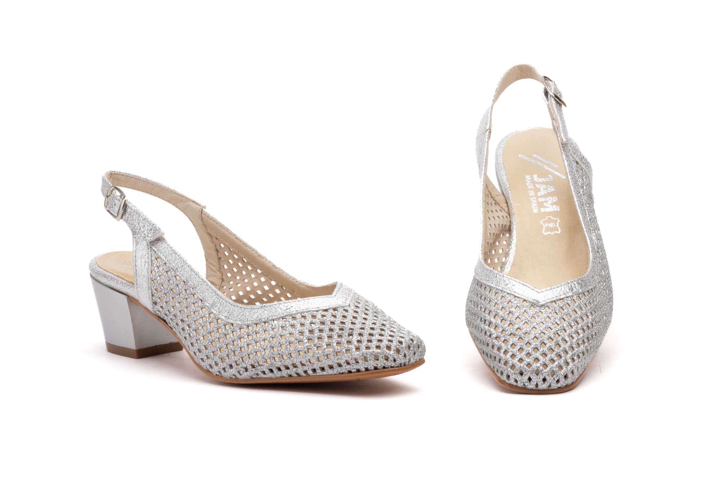 Zapatos Mujer Plata Tacón Bajo  -  Ref. 5612 Plata