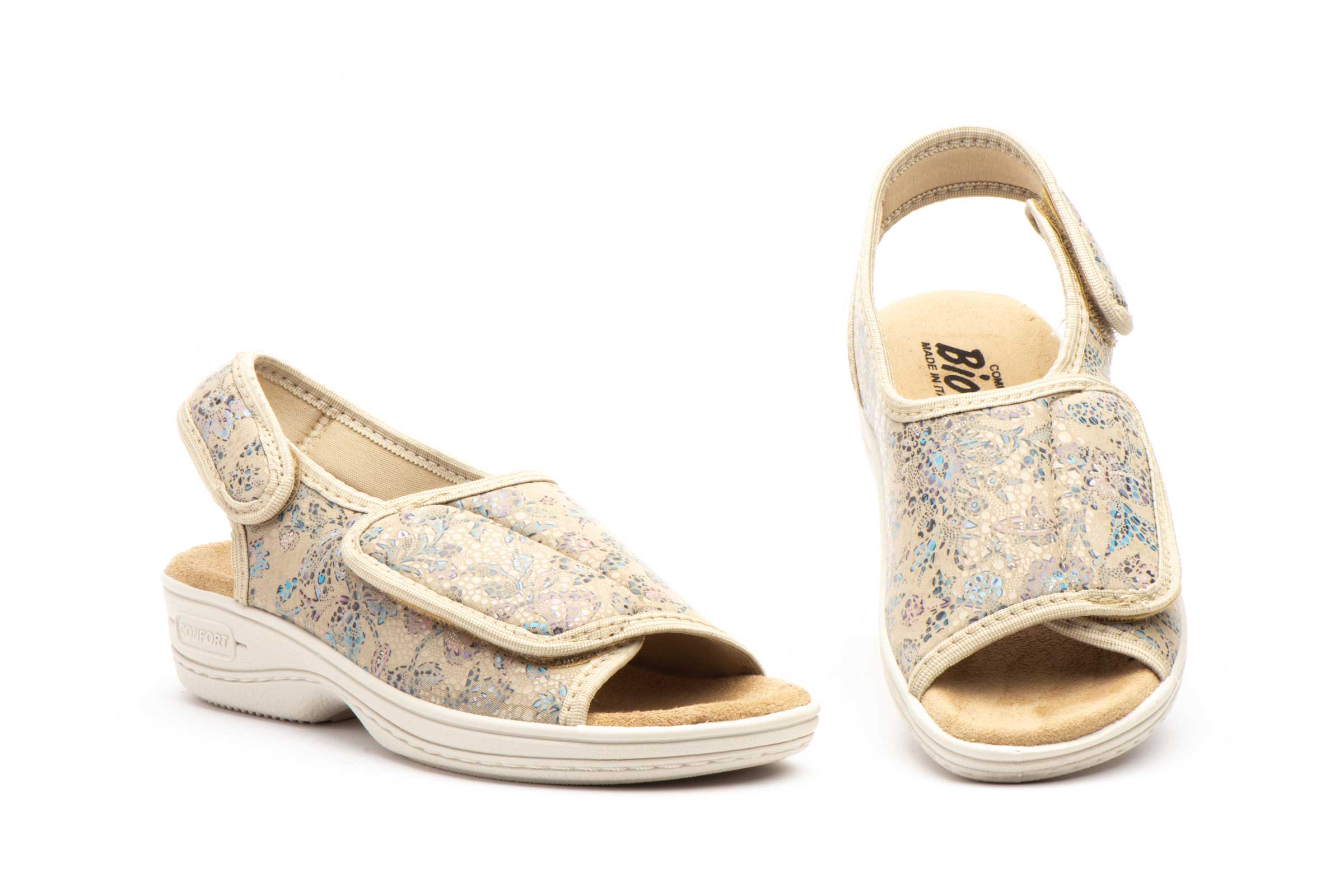 Zuecos Mujer Beige Velcro  -  Ref. TS-24524 Beige