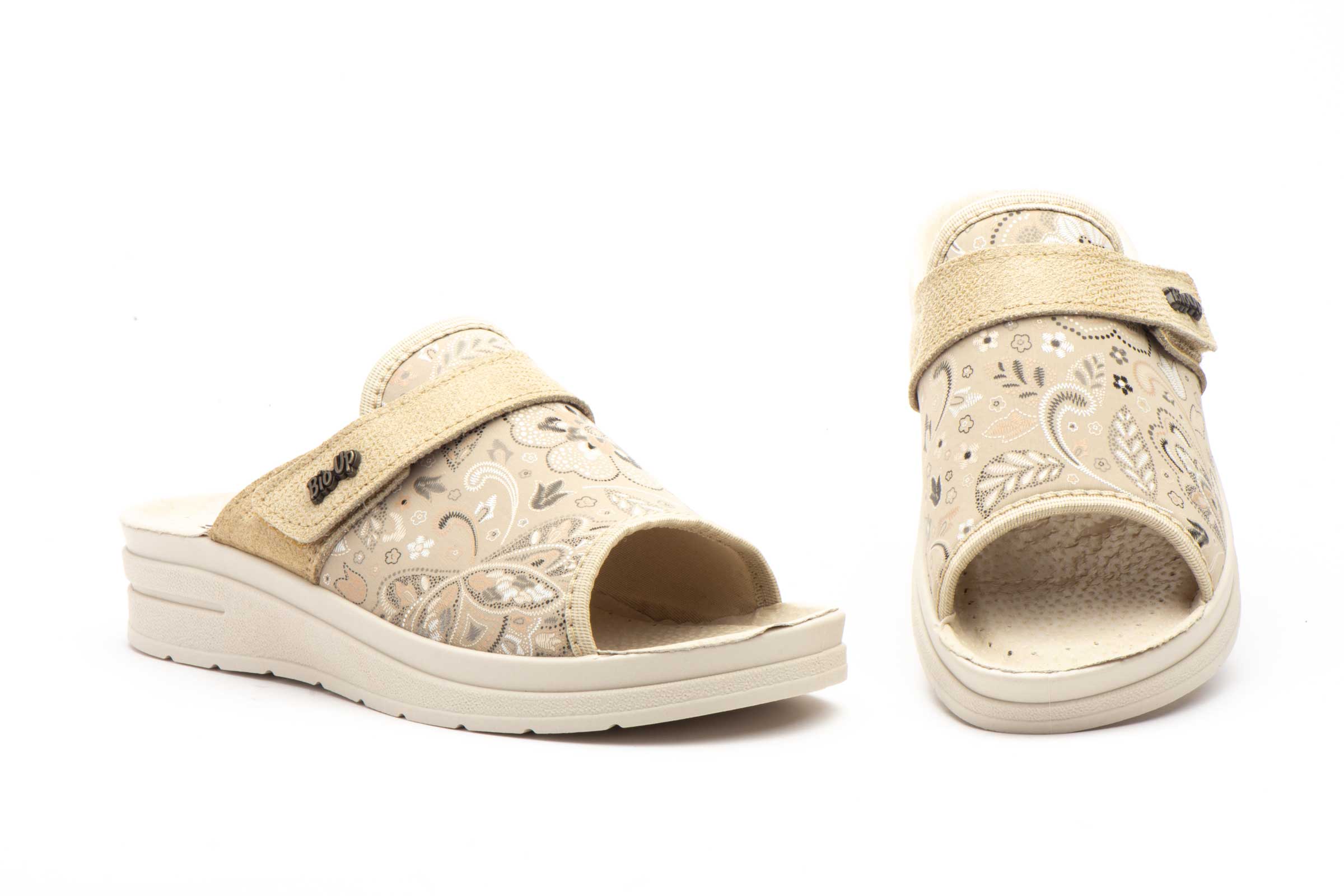 Zuecos Mujer Beige Velcro  -  Ref. TS-1716 Beige