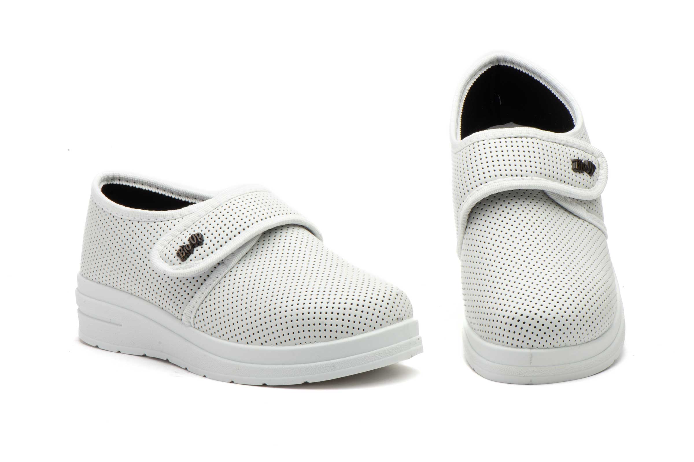 Zapatos Mujer Blanco Perforado Velcro  -  Ref. TS-P730 Blanco