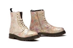 Bota Mujer Piel Flores Beige  -  Ref. R83-M102 Beige