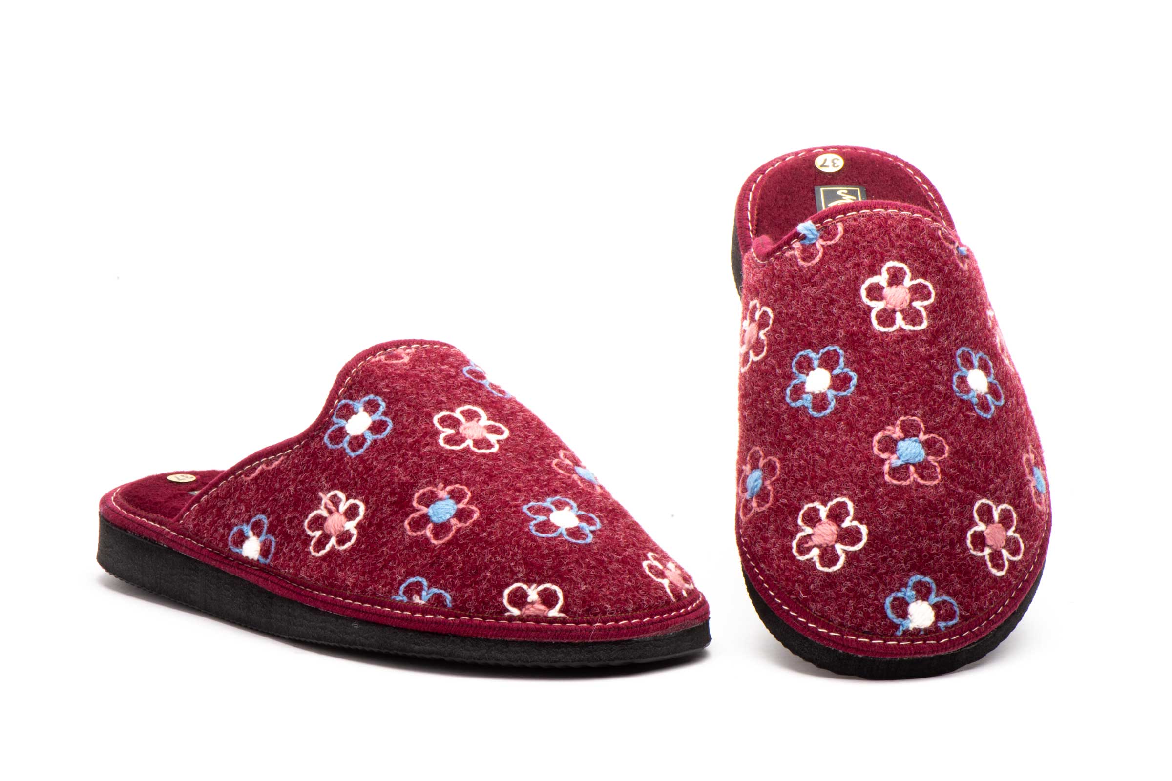 Zapatillas Mujer Burdeos Flores  -  Ref. CRP-3378 Burdeos