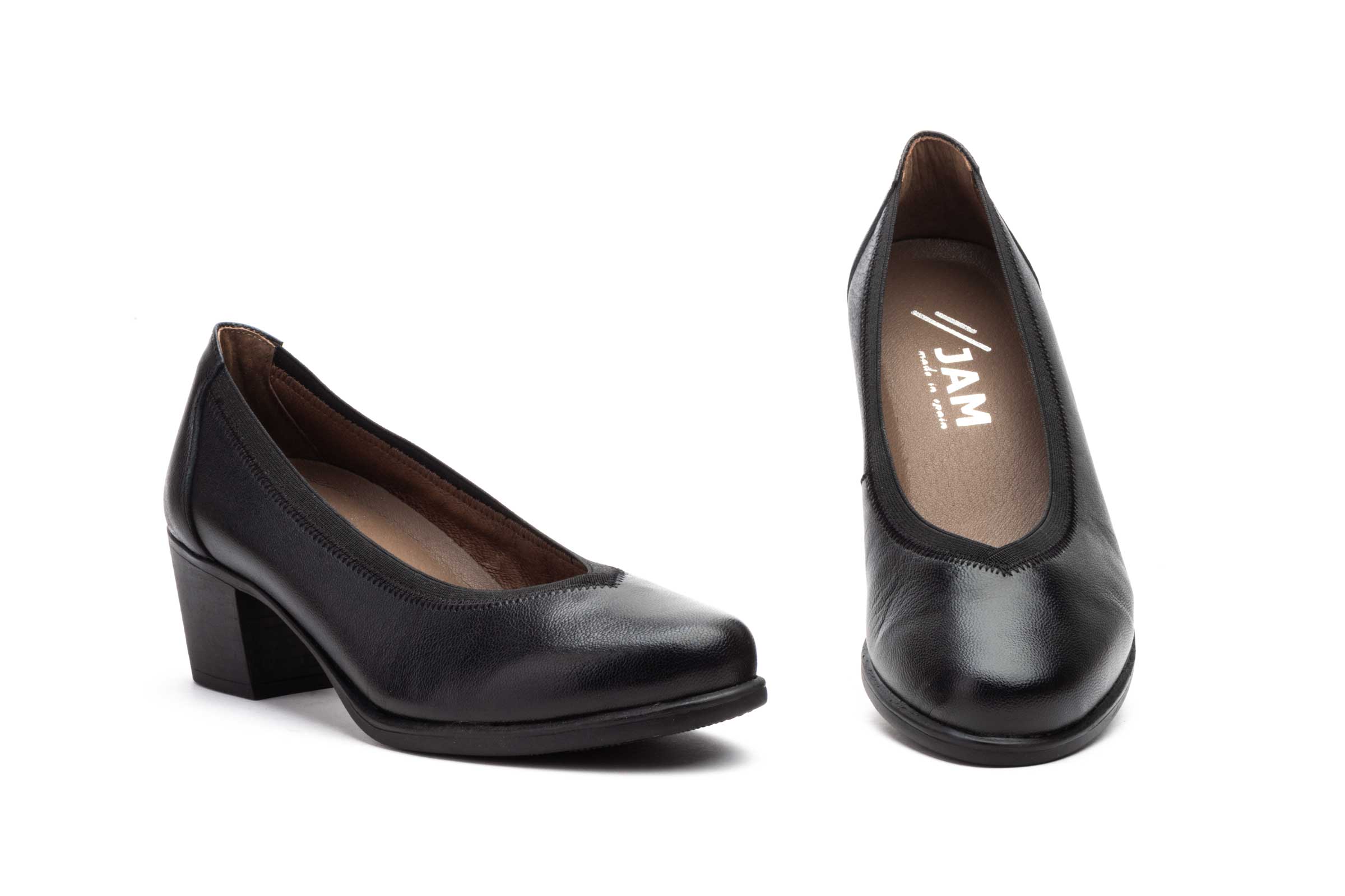 Zapatos Mujer Piel Negro Elásticos  -  Ref. GV-9571 Negro