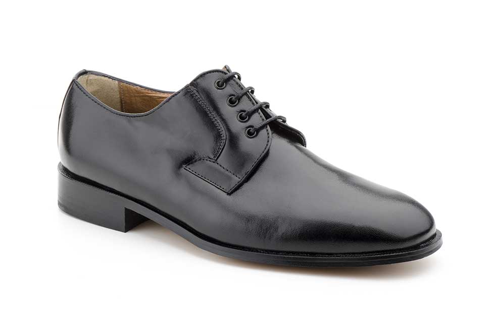 Zapatos Hombre Piel Negro Cordones Suela de Cuero Ancho Especial  -  Ref. 11 Negro